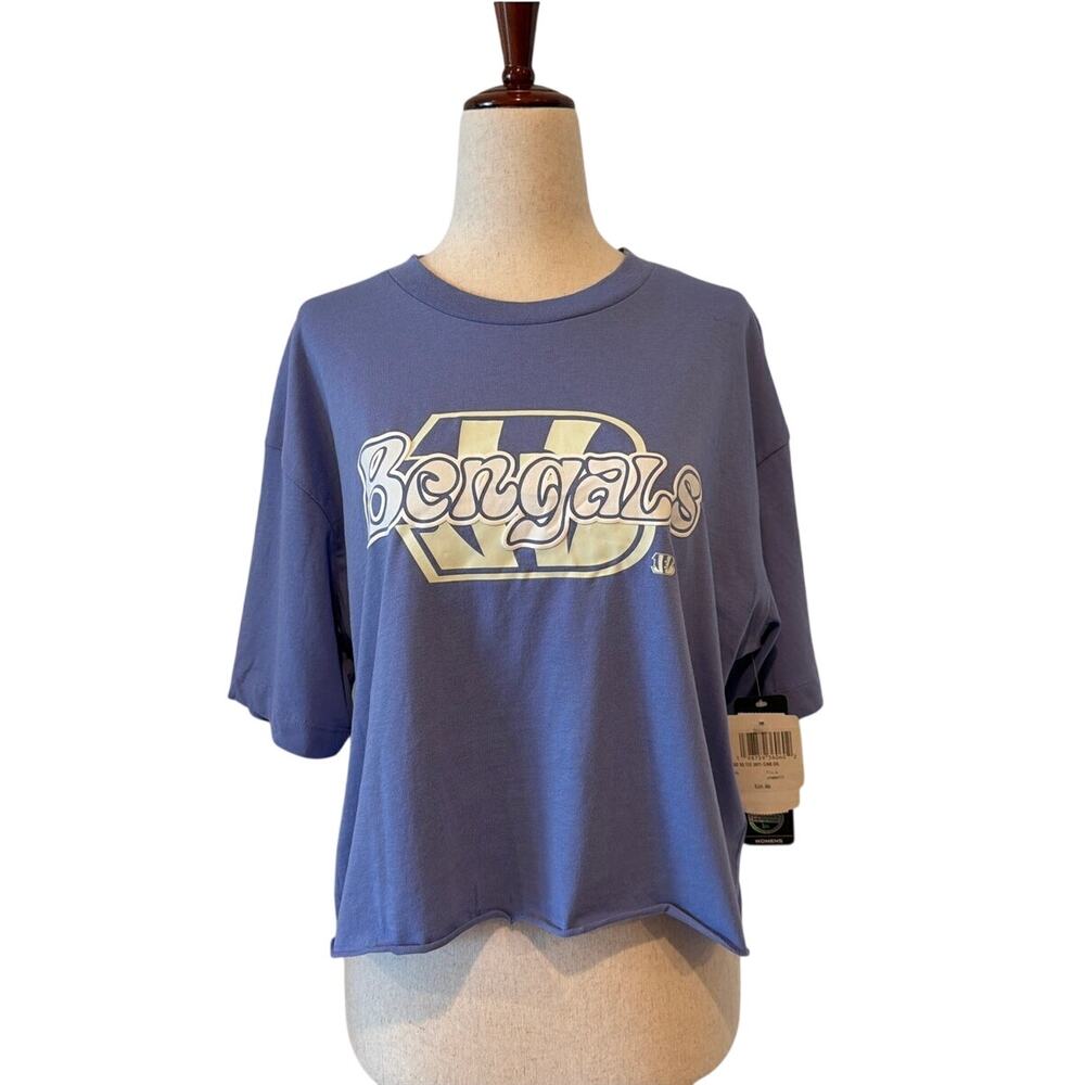 NWT NFL Team Apparel Cincinnati Bengals Boxy Cropped T-Shirt, Women's Large